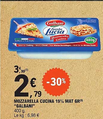 mozzarella cucina 19% mat gr "galbani"