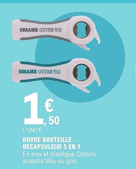 ouvre bouteille -décapsuleur 5 en 1