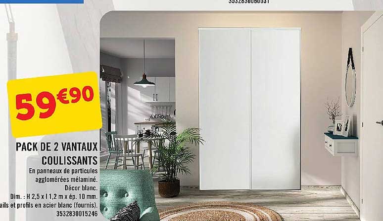 pack de 2 vantaux coulissants