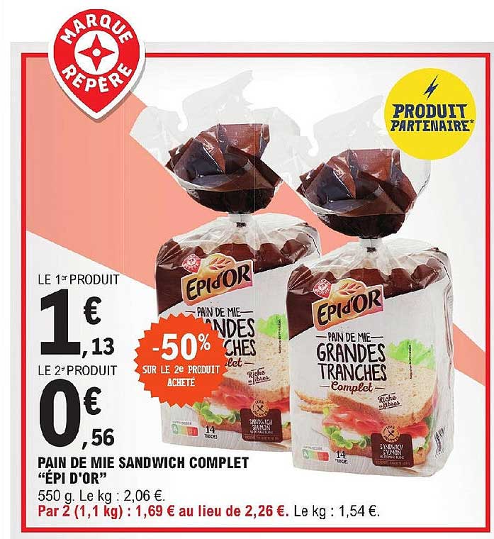 pain de mie sandwich complet "épi d'or"
