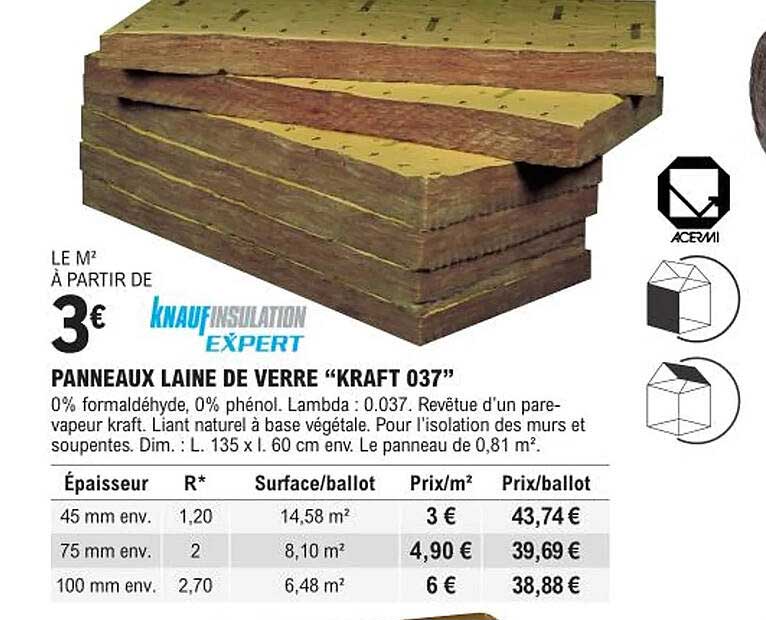panneaux laine de verre "kraft 037" knauf insulation expert