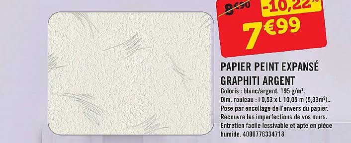 papier peint expansé graphiti argent