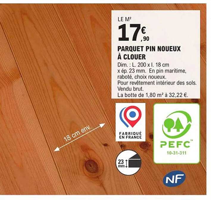 parquet pin noueux à clouer
