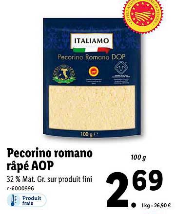 pecorino romano râpé aop italiamo