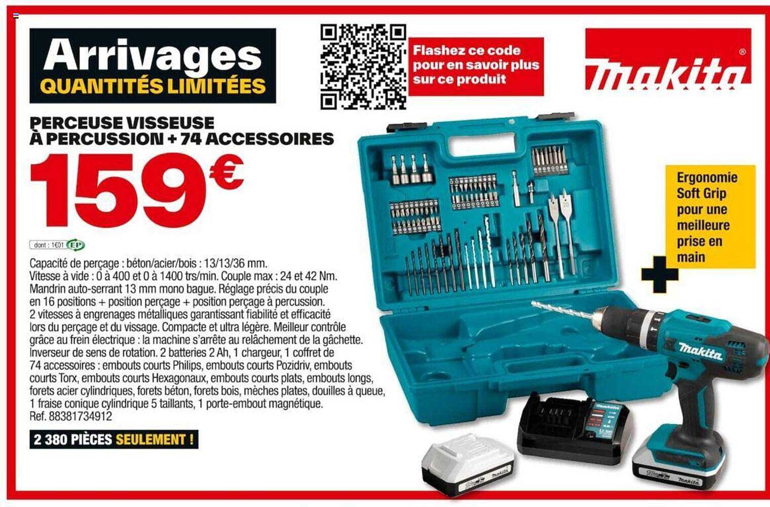 Perceuse Visseuse à Percussion +74 Accessoires