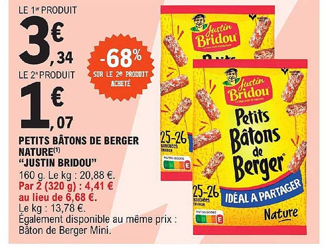 petits bâtons de berger nature "justin bridou"
