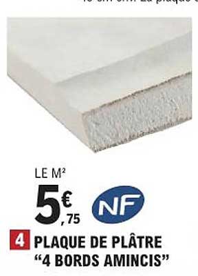 plaque de plâtre "4 bords amincis"