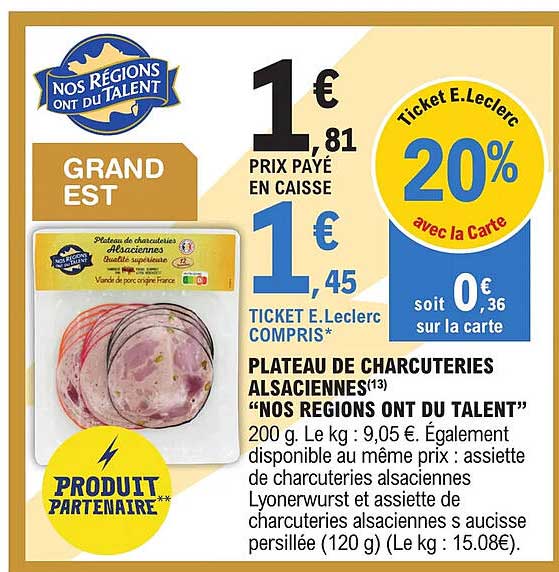 plateau de charcuteries alsaciennes "nos régions ont du talent"