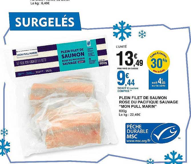 plein filet de saumon rose du pacifique sauvage "mon pull marin"