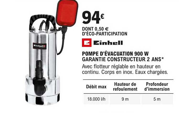 pompe d'évacuation 900 w einhell
