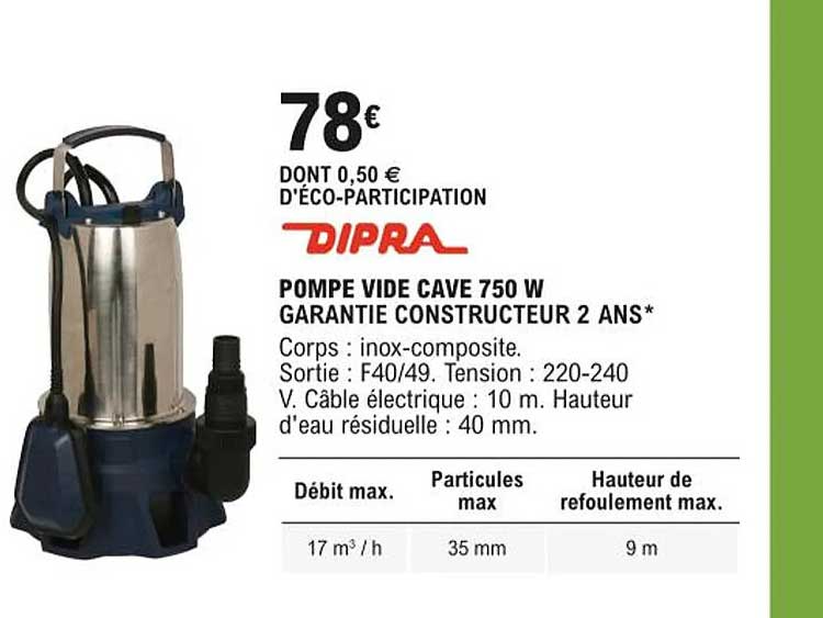 Pompe Vide Cave 750 W Dipra