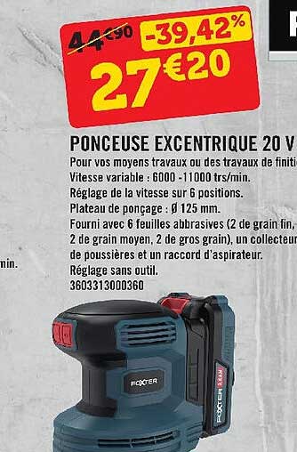ponceuse excentrique 20v foxter