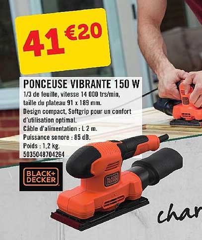 ponceuse vibrante 150w black + decker