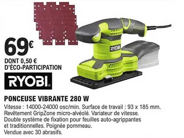ponceuse vibrante 280 w ryobi