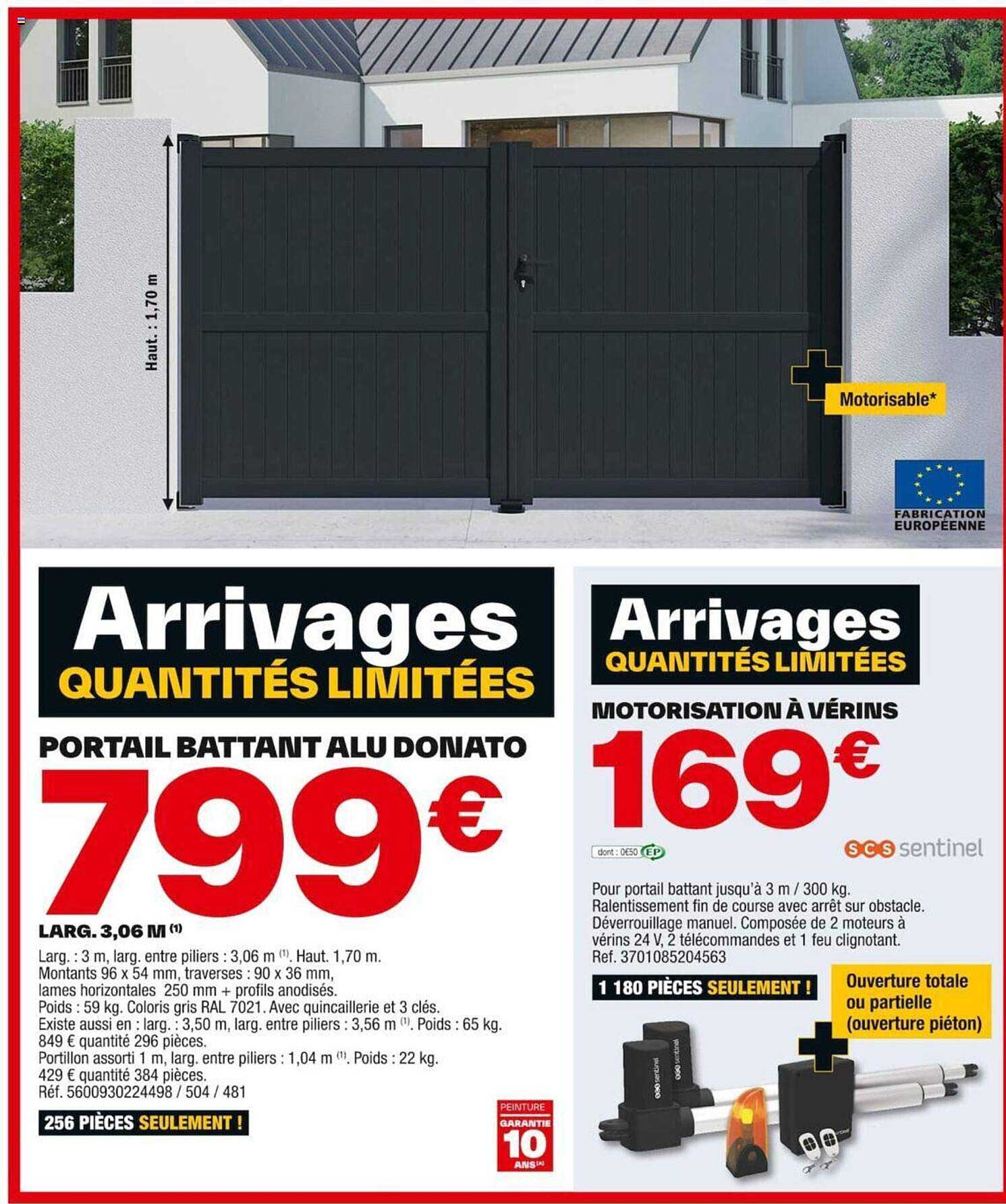 Portail Battant Alu Donato, Motorisation à Vérins