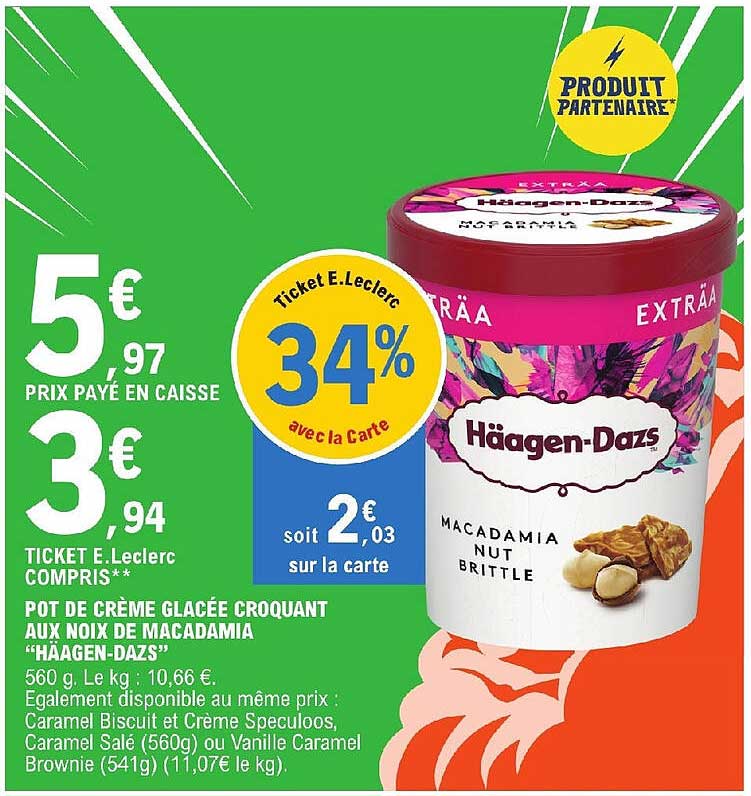 pot de crème glacée croquant aux noix de macadamia "häagen-dazs"