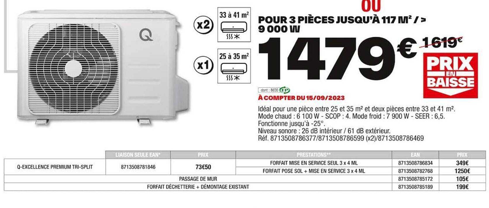 pour 3 pièces jusqu'à 117 m²/>9000 w