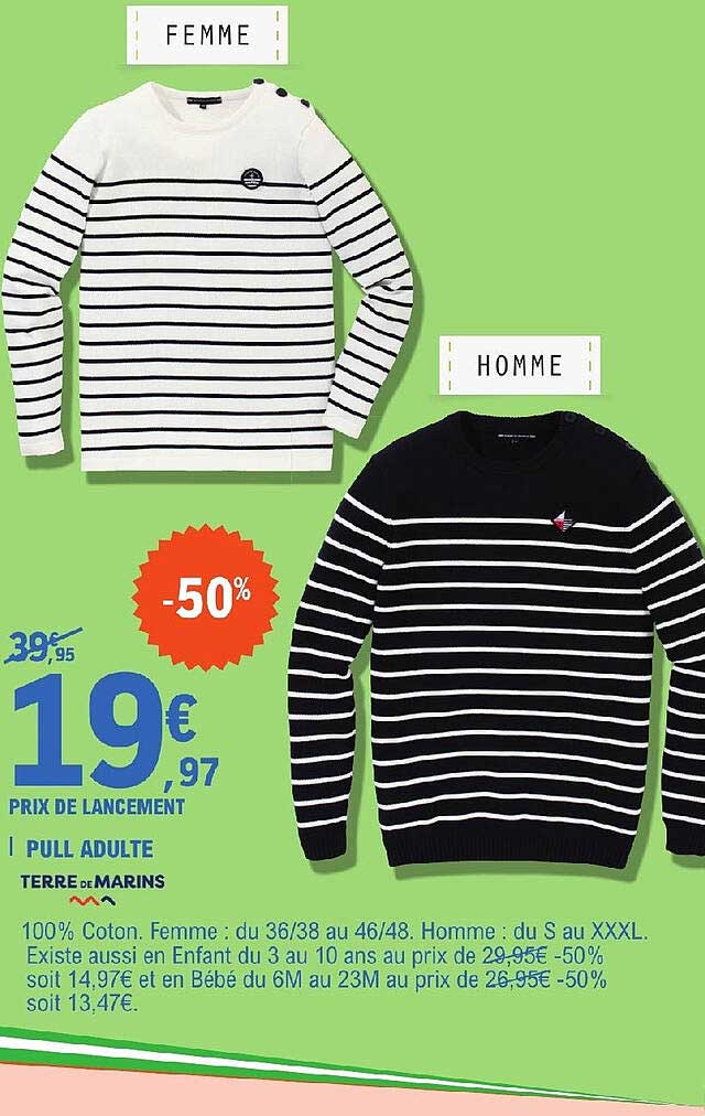 pull adulte terre de marins