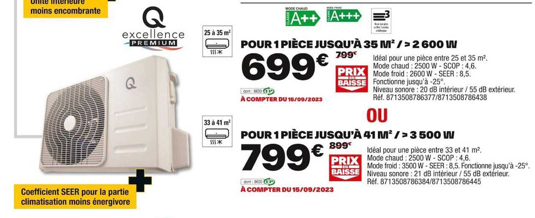 q excellence premium pour une pièce jusqu'à 35 m² / > 2600 w ou pour 1 pièce jusqu'à 41 m² / > 3500 w