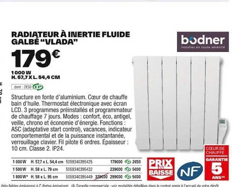 radiateur à inertie fluide galbé "vlada" bodner