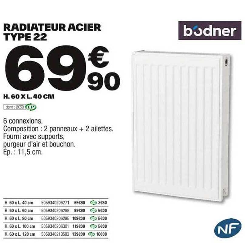radiateur acier type 22 bodner