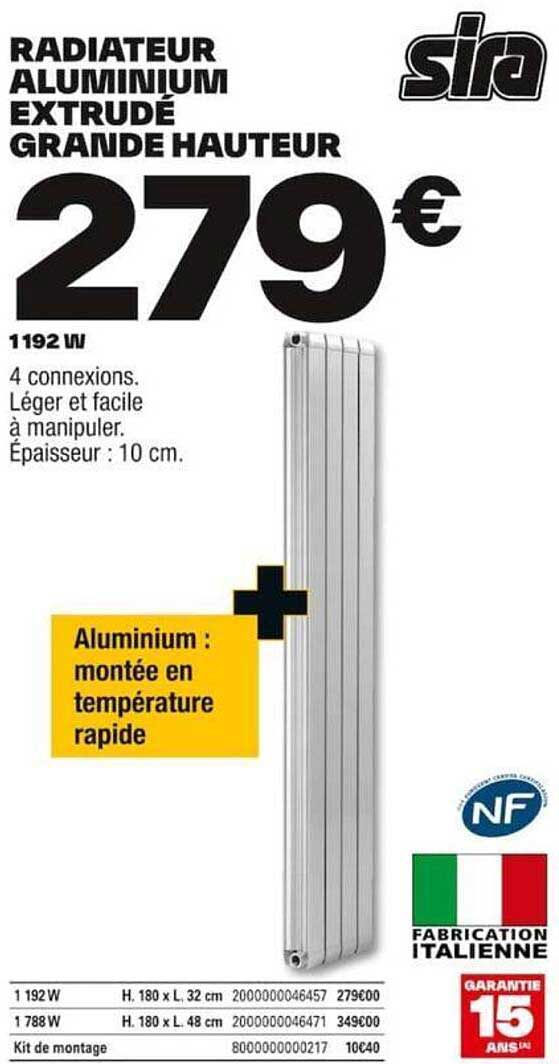 radiateur aluminium extrudé grande hauteur sira