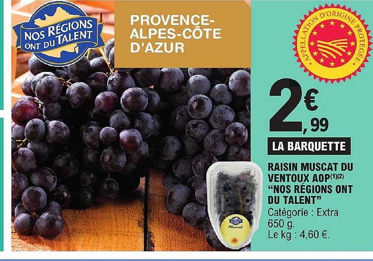 raisin muscat du ventoux aop "nos régions ont du talent"