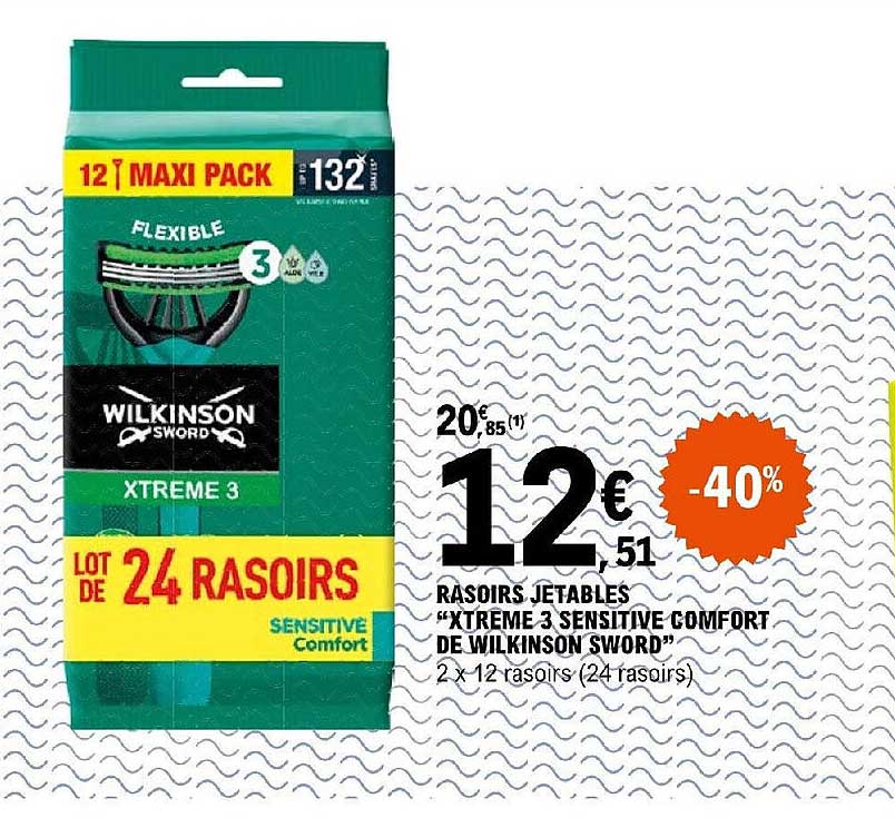 rasoirs jetables "xtrême 3 sensitive comfort de wilkinson sword"
