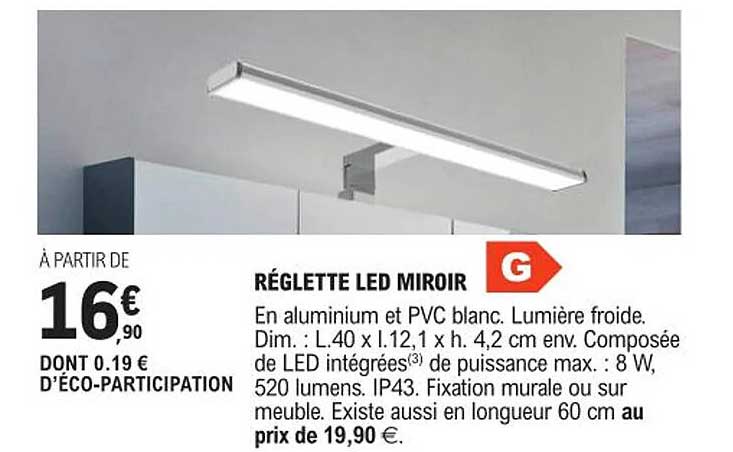 Réglette Led Miroir