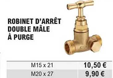 robinet d'arrêt double mâle à purge