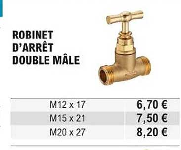 robinet d'arrêt double mâle