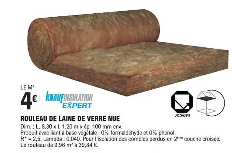 Rouleau De Laine De Verre Nue