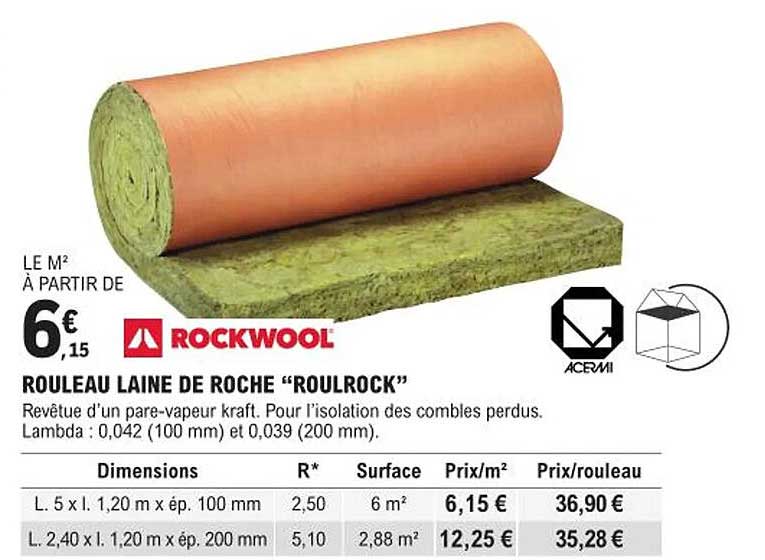 rouleau laine de roche "roulrock" rockwool