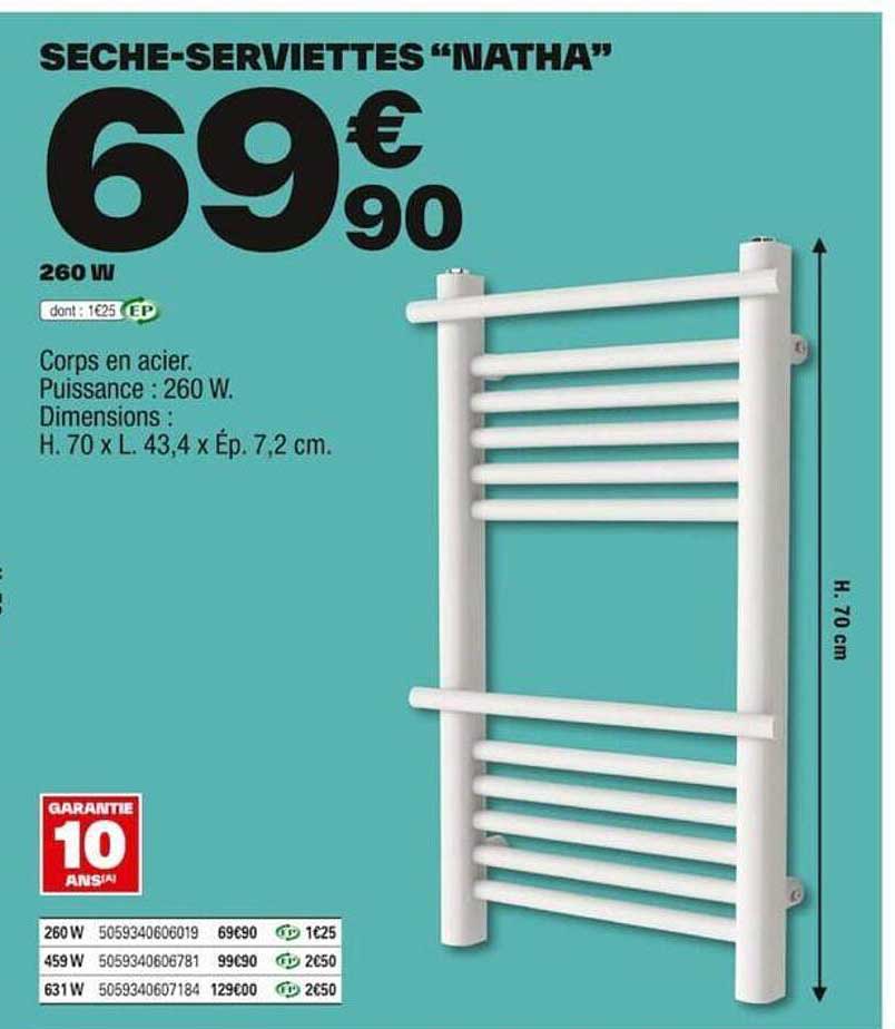 sèche-serviettes "natha" 260 w