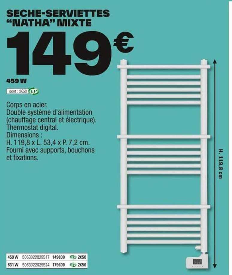 sèche-serviettes "natha" mixte 459 w