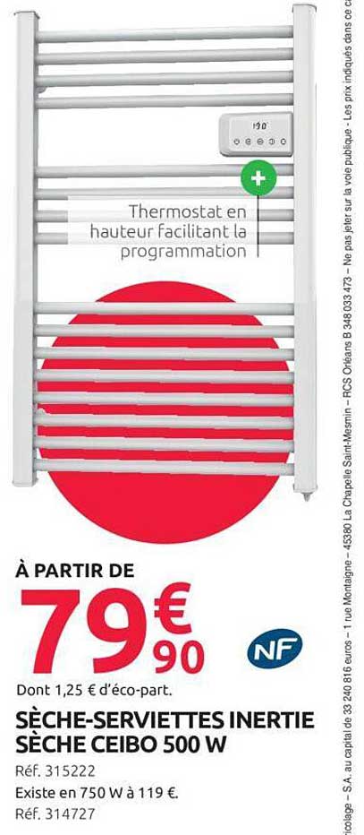sèche-serviettes inertie sèche ceibo 500w