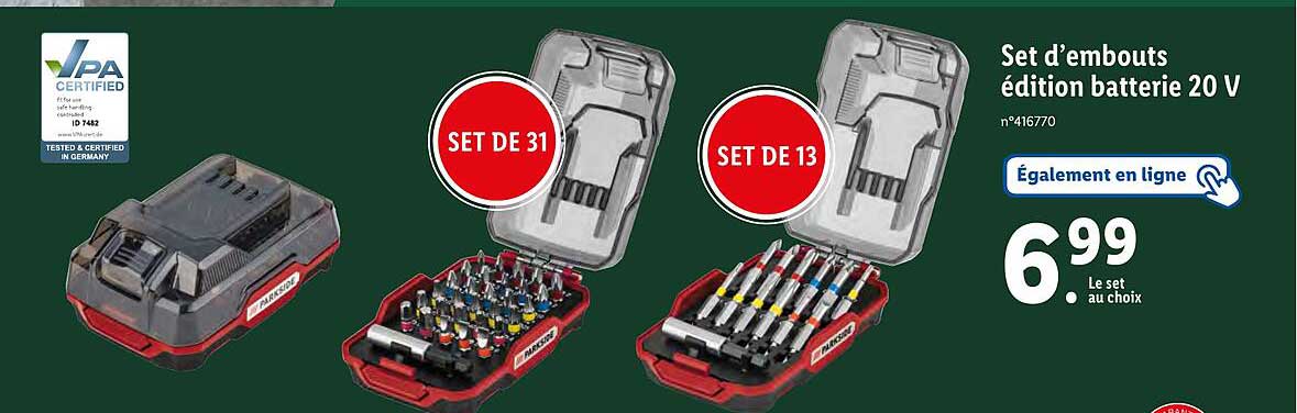 set d'embouts édition batterie 20v