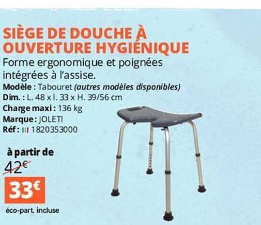 siège de douche à ouverture hygiénique
