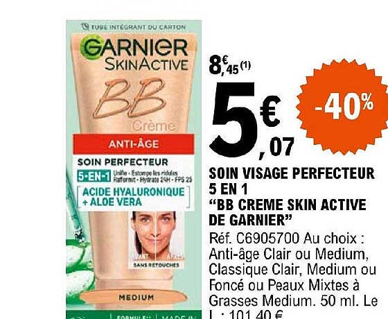 soin visage perfecteur 5 en 1 "bb crème skin active de garnier"