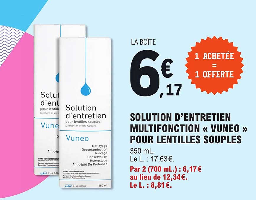 solution d'entretien multifonction vuneo pour lentilles souples