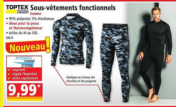 sous-vêtements fonctionnels homme toptex pro