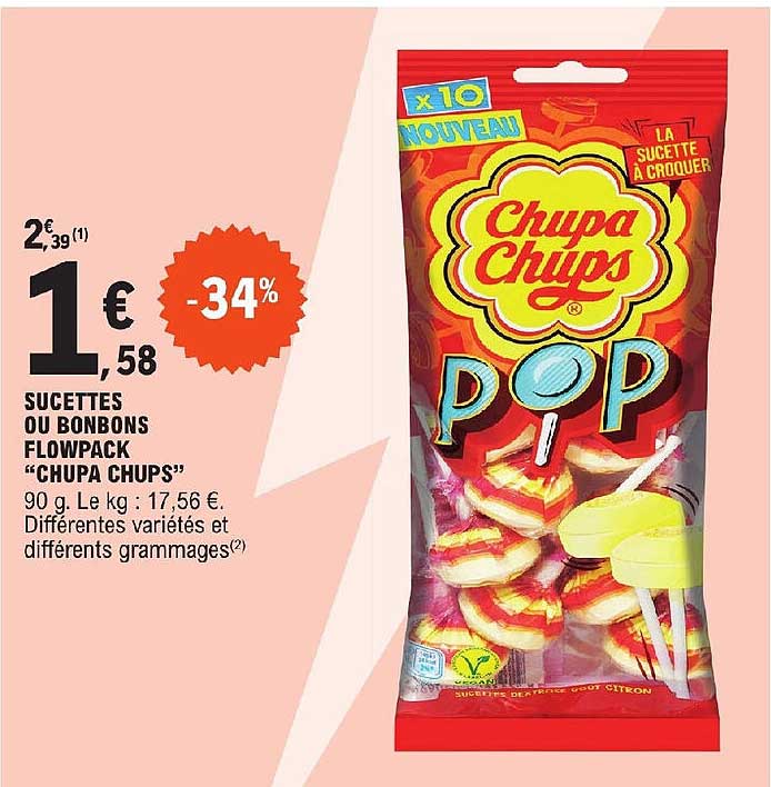 sucettes ou bonbons flowpack "chupa chups"