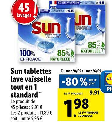 sun tablettes lave vaisselle tout en 1 standard
