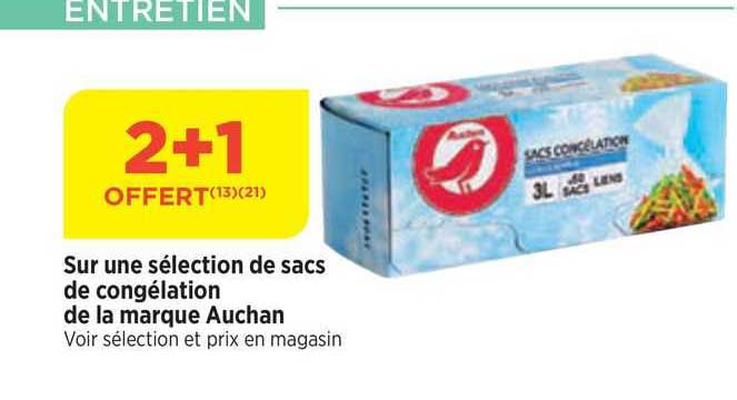 sur une sélection de sacs de congélation de la marque auchan