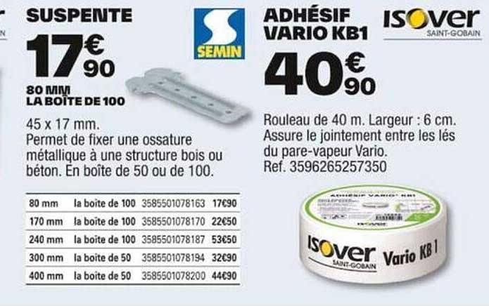 suspente ou  adhésif vario kb1 isover