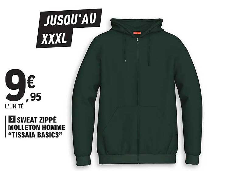 Sweat Zippé Molleton Homme "tissaia Basics"