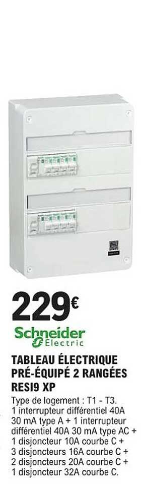 tableau électrique pré-équipé 2 rangées resi9 xp schneider electric