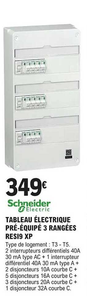tableau électrique pré-équipé 3 rangées resi9 xp schneider electric