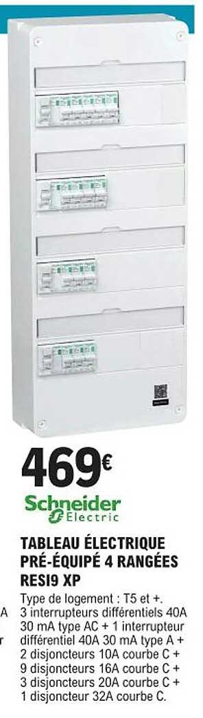 tableau électrique pré-équipé 4 rangées resi9 xp schneider electric