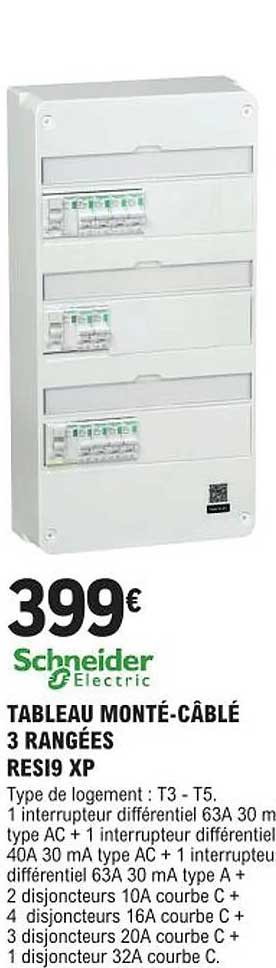 tableau monté-câblé 3 rangées resi9 xp schneider electric